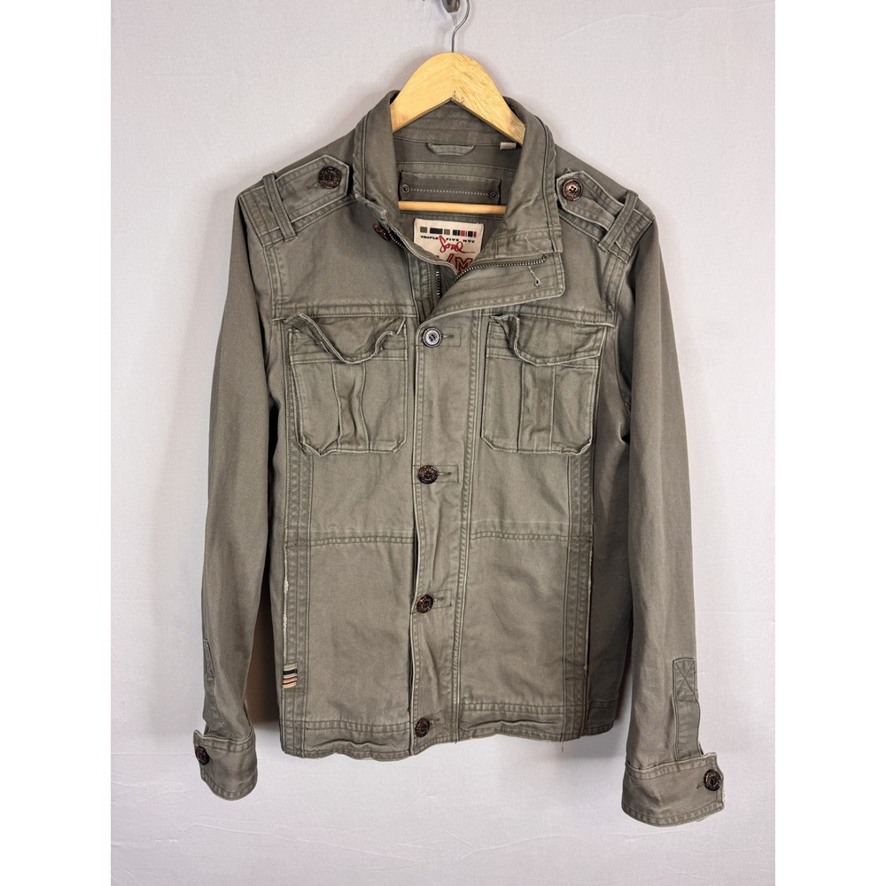Triple Five Soul Mens Military Field Jacket Olive Green Utility Size‎ Medium